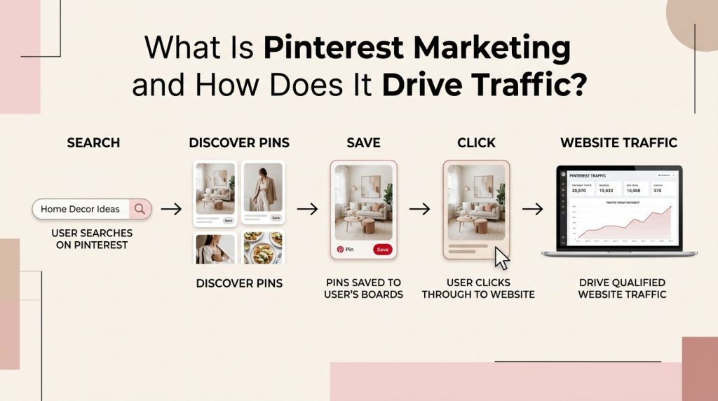 How does Pinterest marketing helps in driving traffic.